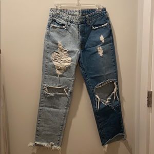Carmar denim two toned distressed jeans
